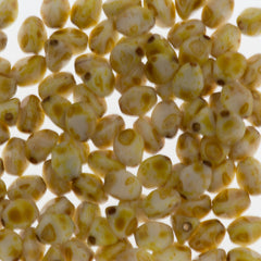100 Czech Pinch Beads Opaque White Picasso (03000T)