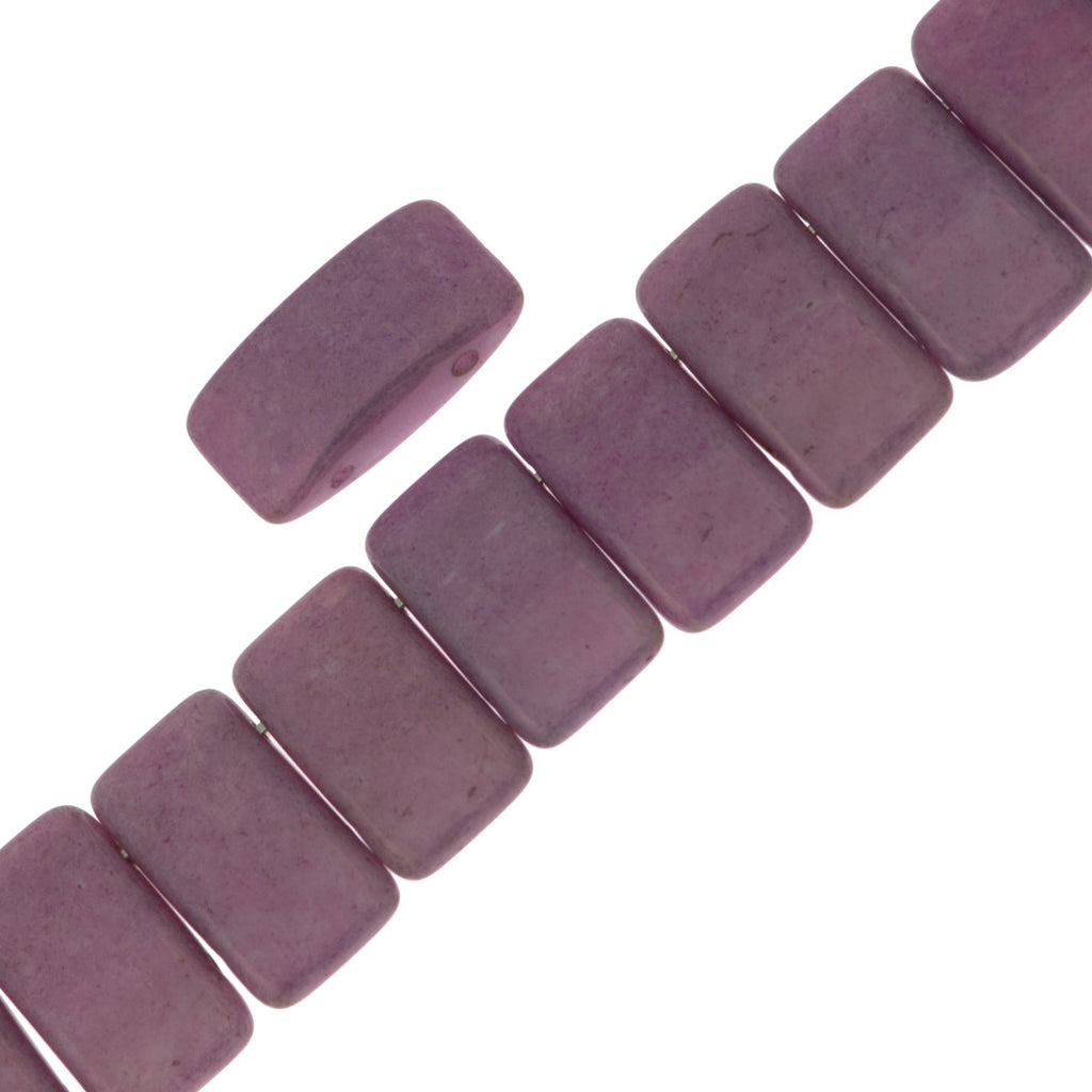 Glass Carrier Bead 9x17mm Two Hole Alabaster Lilac Luster 15pcs (02010LL)