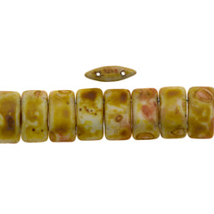 Glass Carrier Bead 9x17mm Two Hole Alabaster White Travertin 15pcs (02010TV)