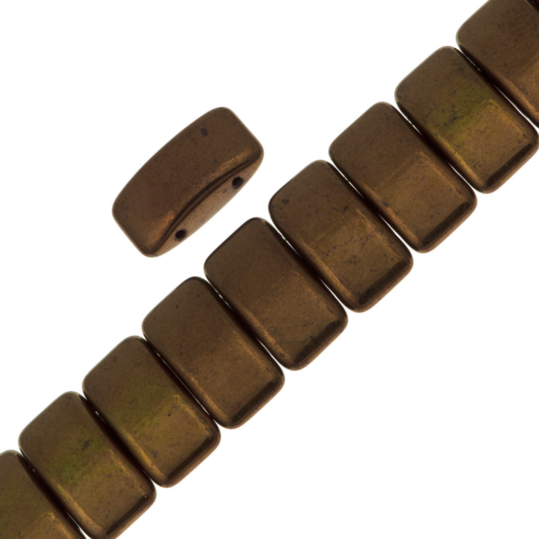 Glass Carrier Bead 9x17mm Two Hole Dark Bronze 15pcs (14415)