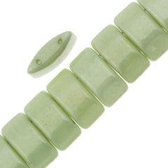 Glass Carrier Bead 9x17mm Two Hole Light Green Luster 15pcs (14457P)