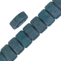 Glass Carrier Bead 9x17mm Two Hole Opaque Blue Luster 15pcs (14464P)