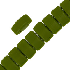 Glass Carrier Bead 9x17mm Two Hole Opaque Green 15pcs (53410)