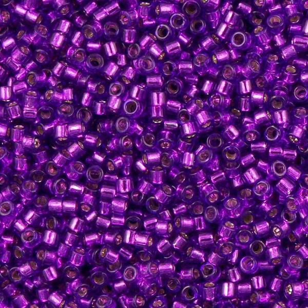 100g Miyuki Delica seed bead 11/0 Dyed Silver Lined Violet DB1345