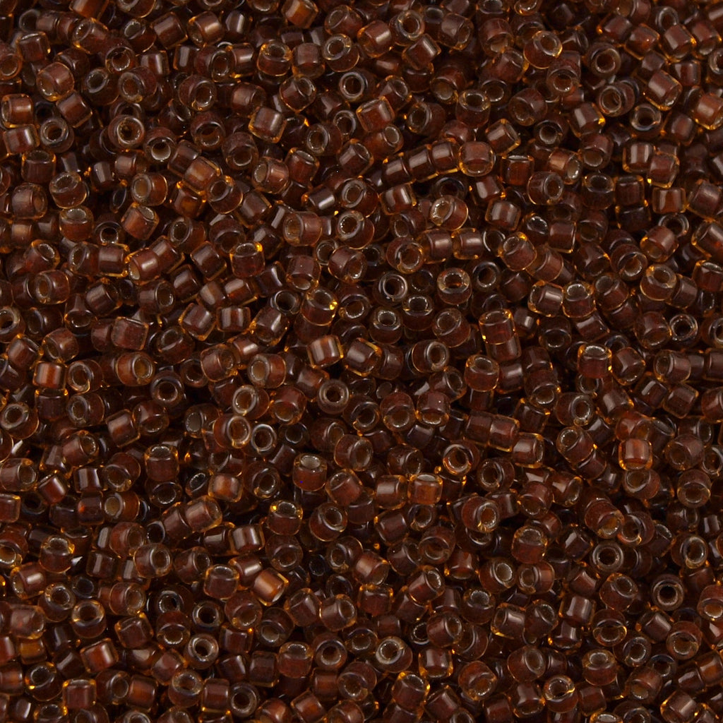 25g Miyuki Delica Seed Bead 11/0 Golden Brown Inside Color Lined Chocolate DB1393