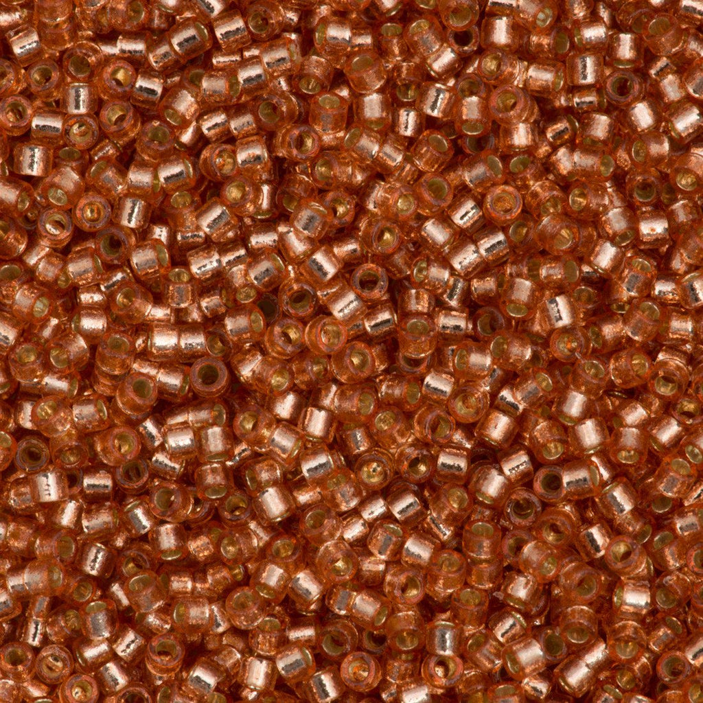 25g Miyuki Delica Seed Bead 11/0 Duracoat Dyed Silver Lined Rose Copper DB2151