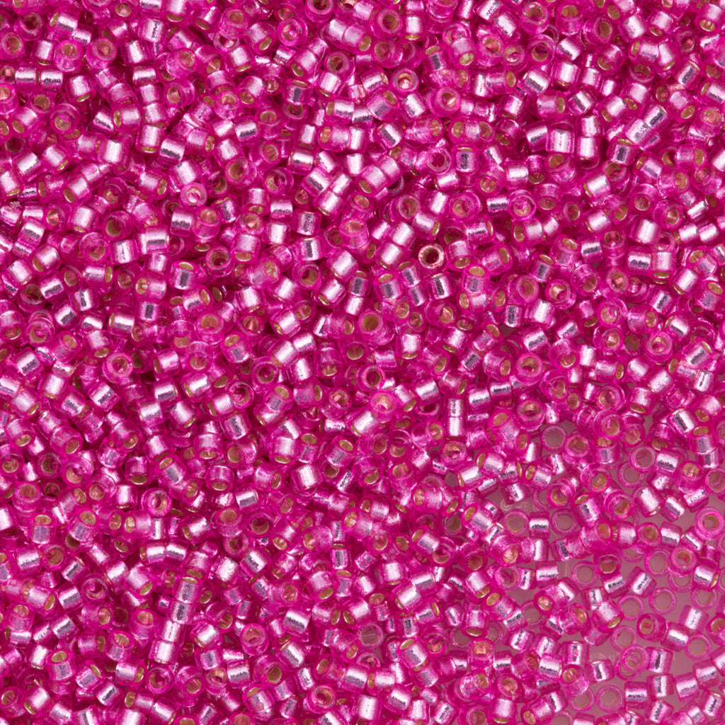 Miyuki Delica Seed Bead 11/0 Transparent Silver Lined Dyed Pink 2-inch Tube  DB1335