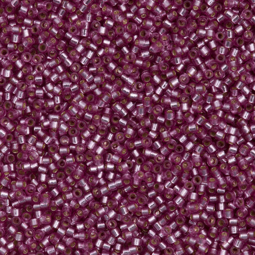 25g Miyuki Delica Seed Bead 11/0 Duracoat Dyed Silver Lined Orchid DB2156