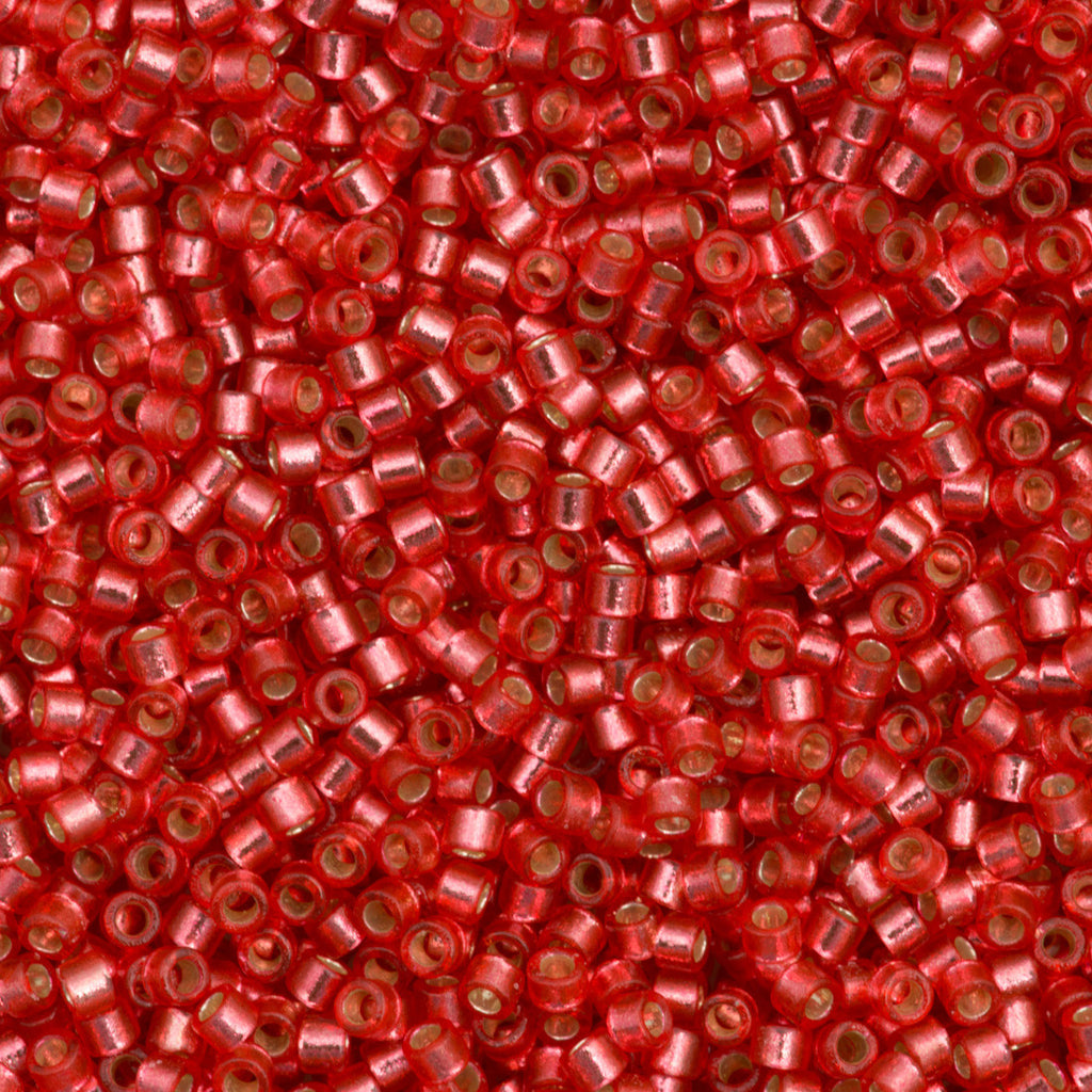 Miyuki Delica Seed Bead 11/0 Duracoat Dyed Silver Lined Light Cranberry 2-inch Tube DB2159