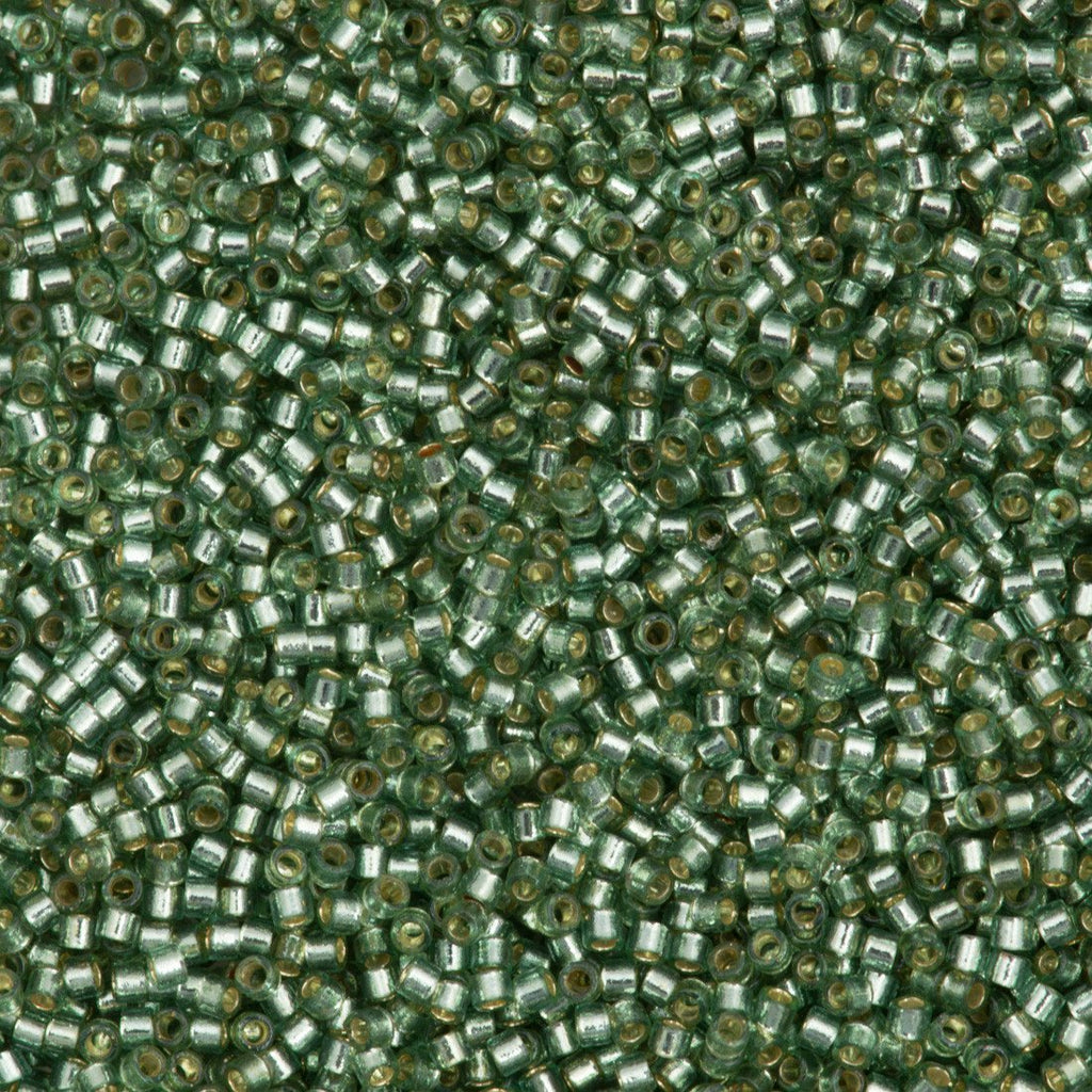 25g Miyuki Delica Seed Bead 11/0 Duracoat Dyed Silver Lined Dark Sea Foam DB2165