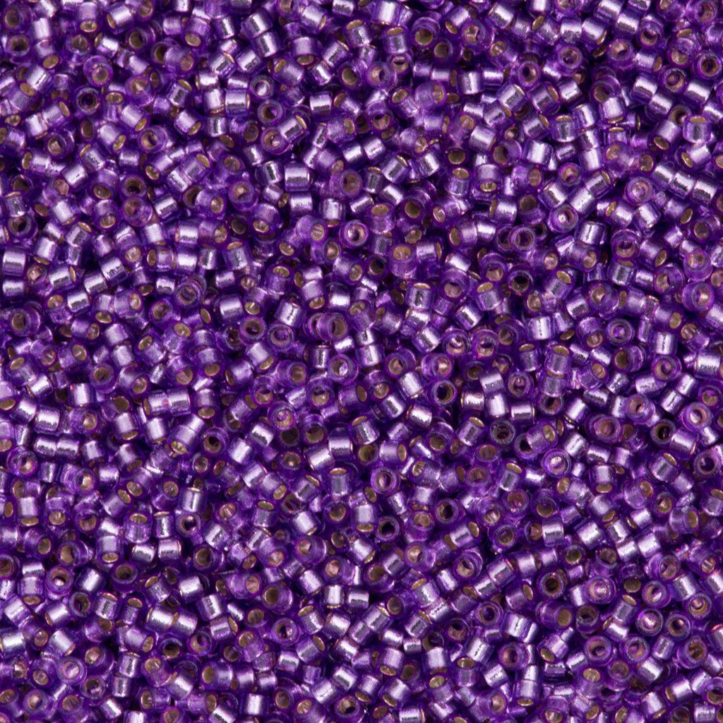 25g Miyuki Delica Seed Bead 11/0 Duracoat Dyed Silver Lined Dark Orchid DB2168