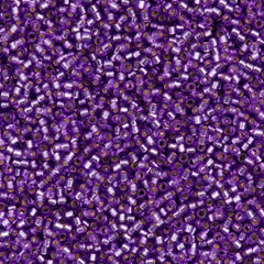 Miyuki Delica Seed Bead 11/0 Duracoat Dyed Silver Lined Dark Orchid 2-inch Tube DB2168