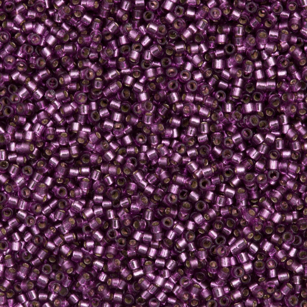 25g Miyuki Delica Seed Bead 11/0 Duracoat Dyed Silver Lined  Lilac DB2169