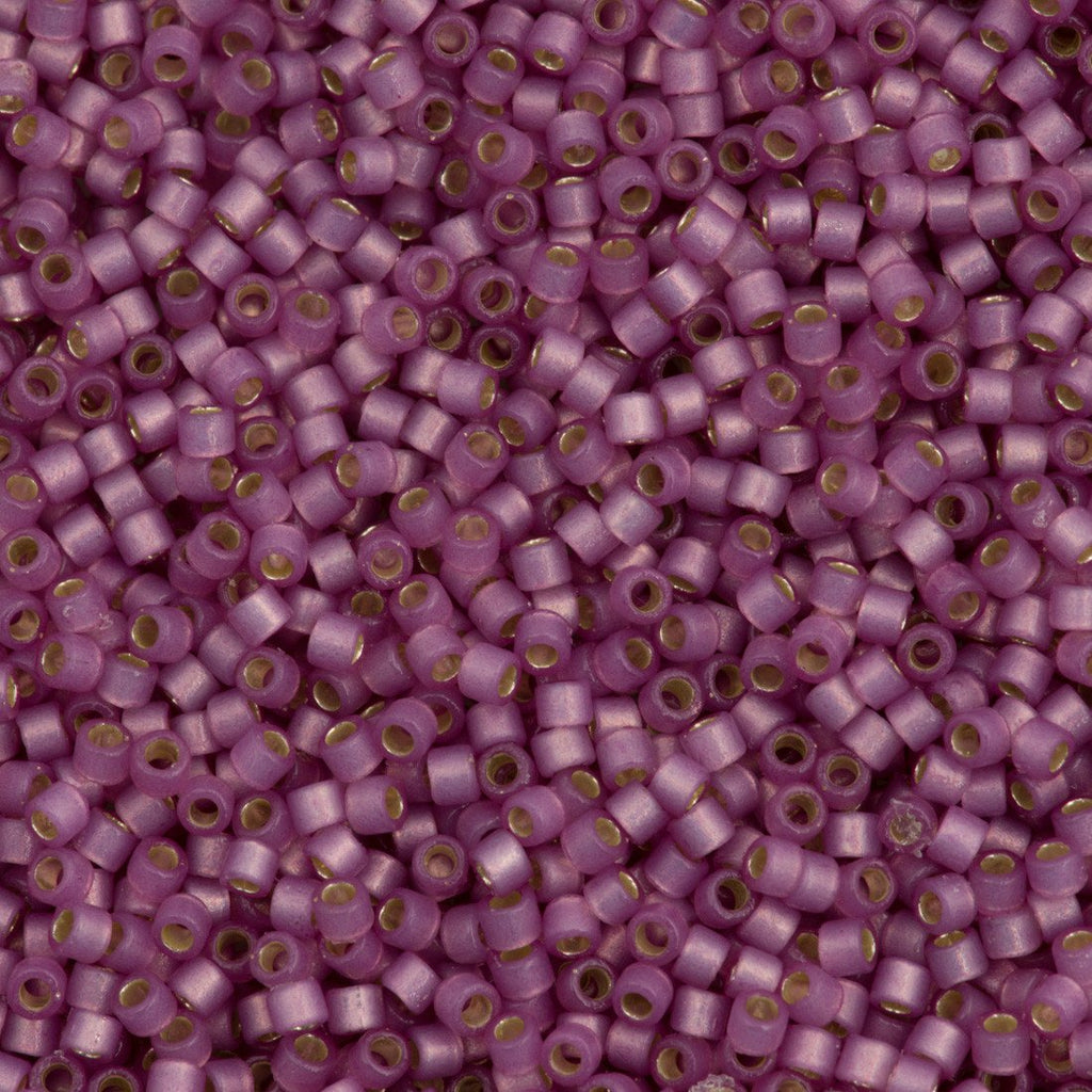 25g Miyuki Delica Seed Bead 11/0 Duracoat Dyed Semi-Matte Silver Lined Orchid DB2180