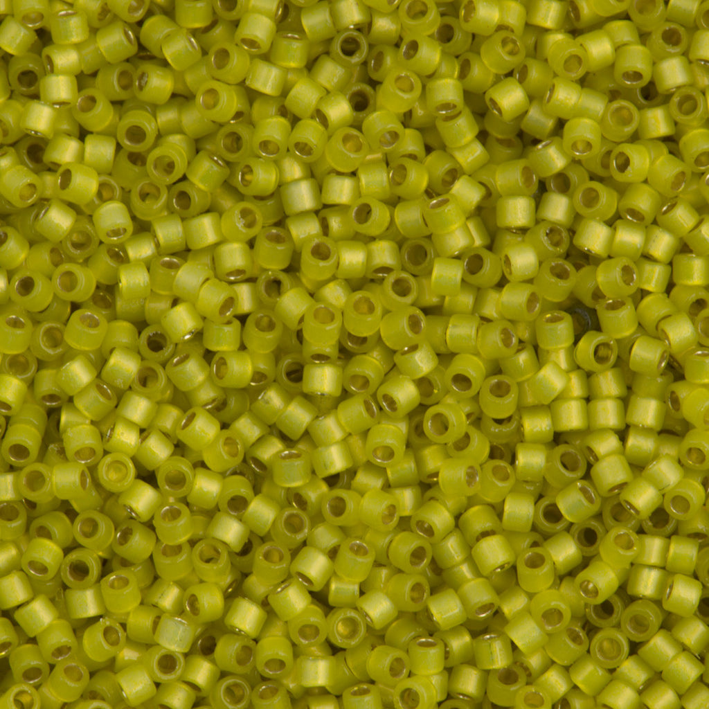 Miyuki Delica Seed Bead 11/0 Duracoat Dyed Semi-Matte Silver Lined Citron 2-inch Tube DB2187