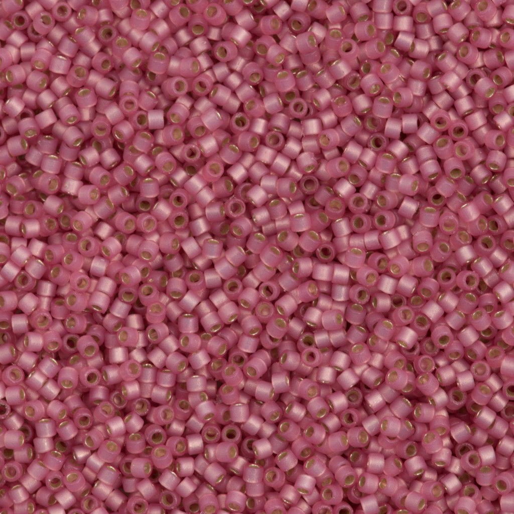 25g Miyuki Delica Seed Bead 11/0 Duracoat Dyed Semi-Matte Silver Lined Honeysuckle DB2189