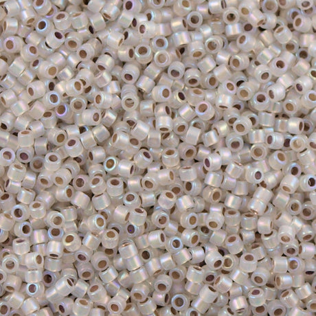 Miyuki Delica Seed Bead 11/0 Silver Lined White Opal AB 2-inch Tube DB223