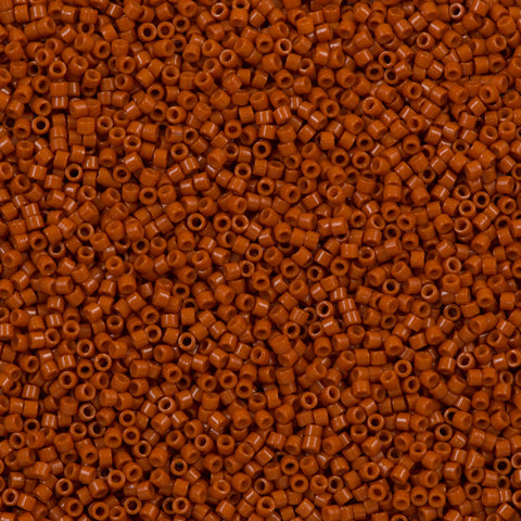 25g Miyuki Delica Seed Bead 11/0 Semi Matte Silver Lined Dyed Dark Orange DB682