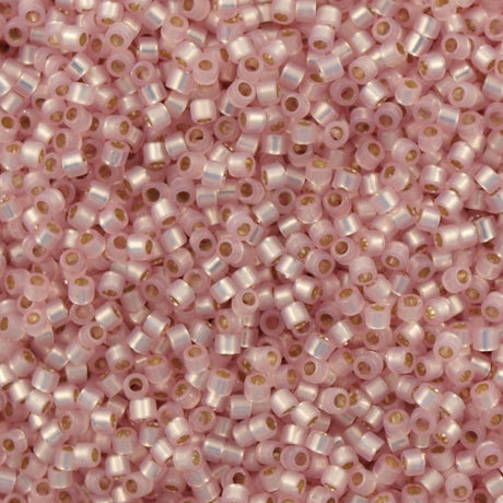 25g Miyuki Delica Seed Bead 11/0 Opal Silver Lined Dyed Light Pink DB624