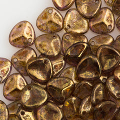 50 Czech 8x7mm Petal Crystal Bronze Picasso Beads (00030BT)