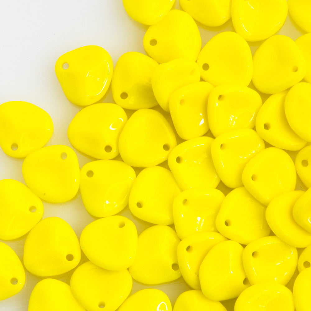 50 Czech 8x7mm Petal Opaque Yellow Beads 83120