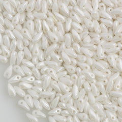 Czech Mini Dagger Opaque White Luster Beads 8g Tube (03000L)