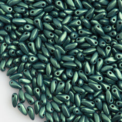 Czech Mini Dagger Metallic Suede Light Green Beads 8g Tube (79051)