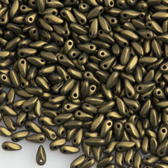 Czech Mini Dagger Metallic Suede Gold Beads 15g 79080