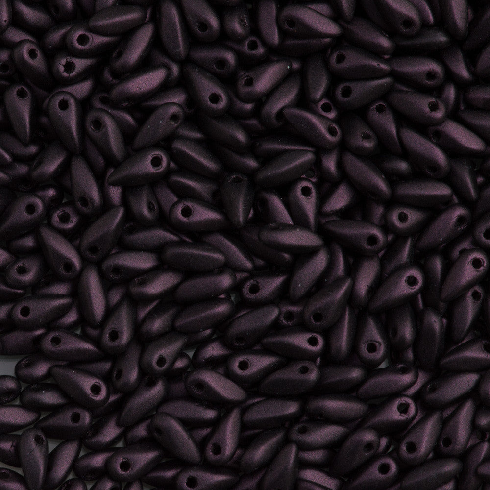 Czech Mini Dagger Metallic Suede Dark Plum Beads 8g Tube (79083)