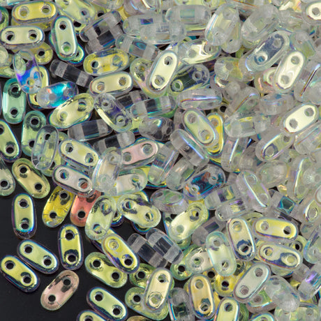 CzechMates 2x6mm Two Hole Bar Crystal AB Beads 8g Tube (00030X)