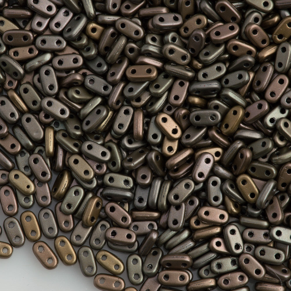 CzechMates 2x6mm Two Hole Bar Matte Metallic Leather Beads 15g (01670K)