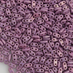 CzechMates 2x6mm Two Hole Bar Opaque Lilac Luster Beads 15g (14415P)