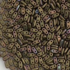 CzechMates 2x6mm Two Hole Bar Matte Oxidized Bronze Clay Beads 15g (15768M)