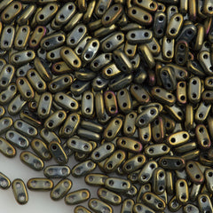 CzechMates 2x6mm Two Hole Bar Brown Iris Beads 15g (21415)
