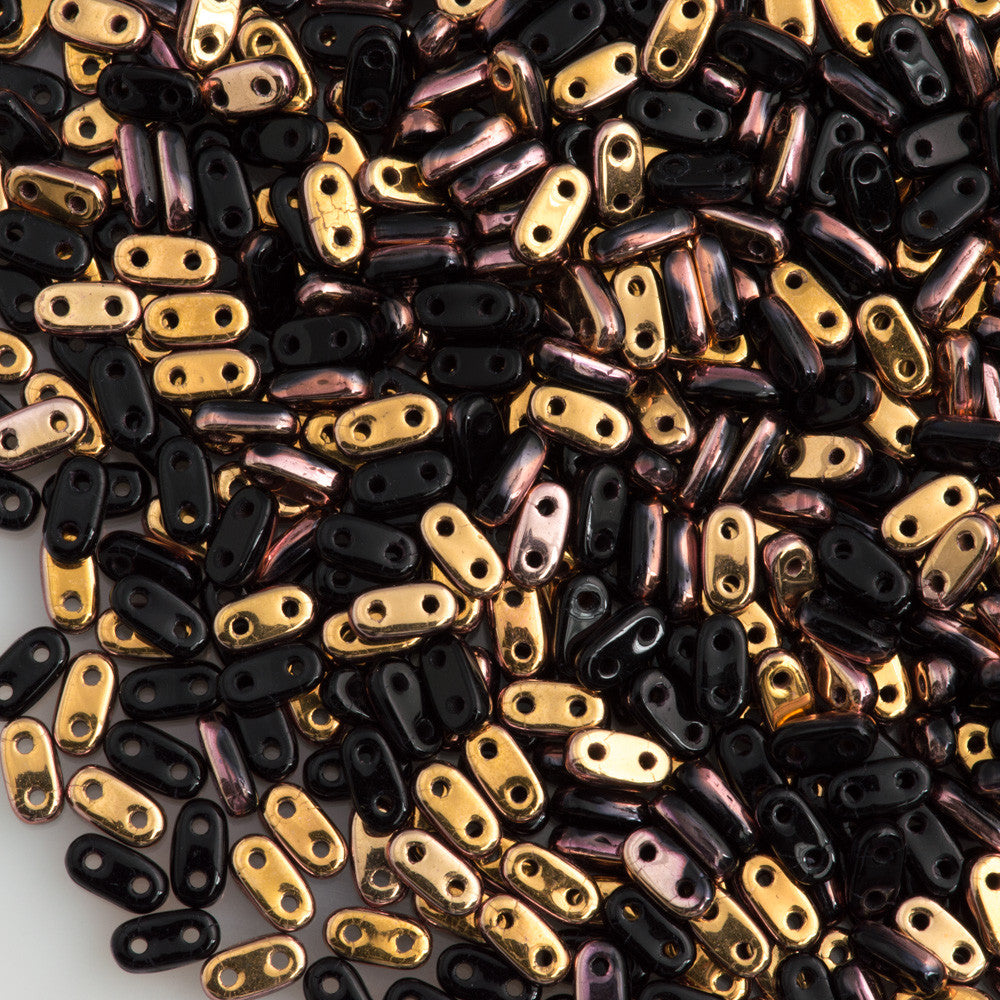 CzechMates 2x6mm Two Hole Bar Jet Apollo Beads 15g (23980A)