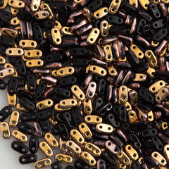 CzechMates 2x6mm Two Hole Bar Jet Apollo Beads 15g (23980A)
