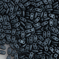 CzechMates 2x6mm Two Hole Bar Charcoal Pearl Coat Beads 15g (25037)