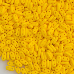 CzechMates 2x6mm Two Hole Bar Opaque Sunflower Yellow Beads 15g (93110)