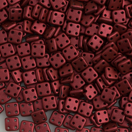 CzechMates 6mm Four Hole Quadratile Matte Metallic Lava Beads 15g (01890K)