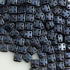 CzechMates 6mm Four Hole Quadratile Hematite Beads 15g (14400)