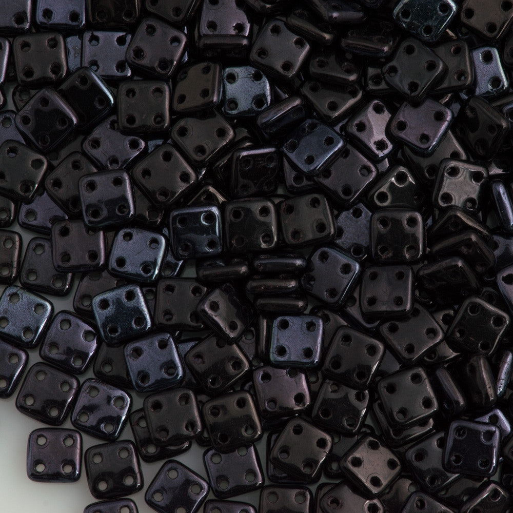 CzechMates 6mm Four Hole Quadratile Metallic Amethyst Luster Beads 15g (15726B)