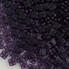 CzechMates 6mm Four Hole Quadratile Tanzanite Beads 15g (20510)