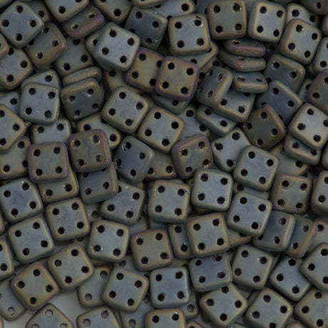 CzechMates 6mm Four Hole Quadratile Matte Brown Iris Beads 15g (21115)