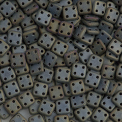CzechMates 6mm Four Hole Quadratile Matte Brown Iris Beads 15g (21115)