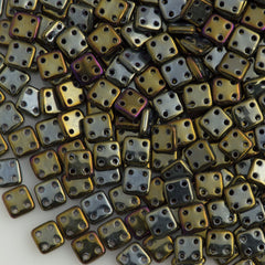 CzechMates 6mm Four Hole Quadratile Brown Iris Beads (21415)