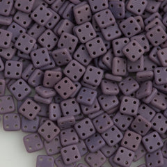 CzechMates 6mm Four Hole Quadratile Opaque Matte Purple Beads 15g (23030M)