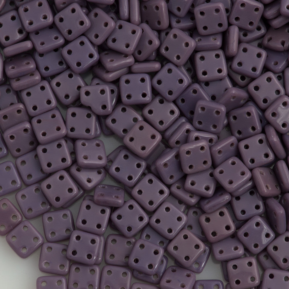 CzechMates 6mm Four Hole Quadratile Opaque Purple Beads 8g Tube (23030)