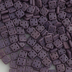 CzechMates 6mm Four Hole Quadratile Opaque Purple Beads 8g Tube (23030)