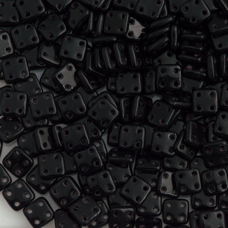CzechMates 6mm Four Hole Quadratile Jet Beads 15g (23980)