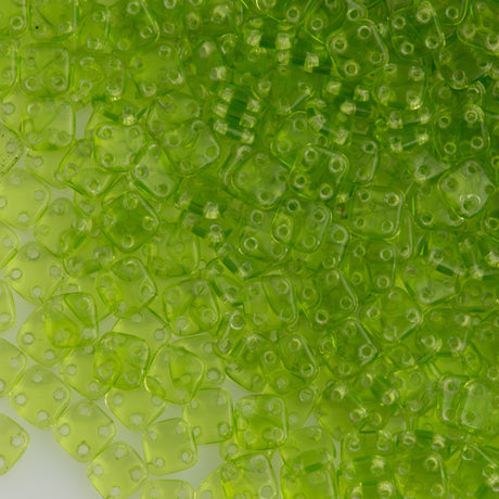 CzechMates 6mm Four Hole Quadratile Olivine Beads 15g (50230)